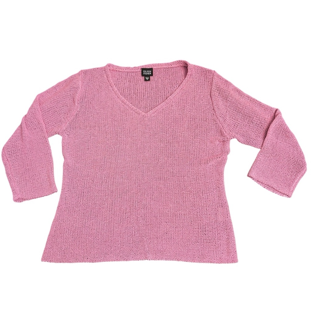 Eileen Fisher Pink V-Neck Knit Sweater